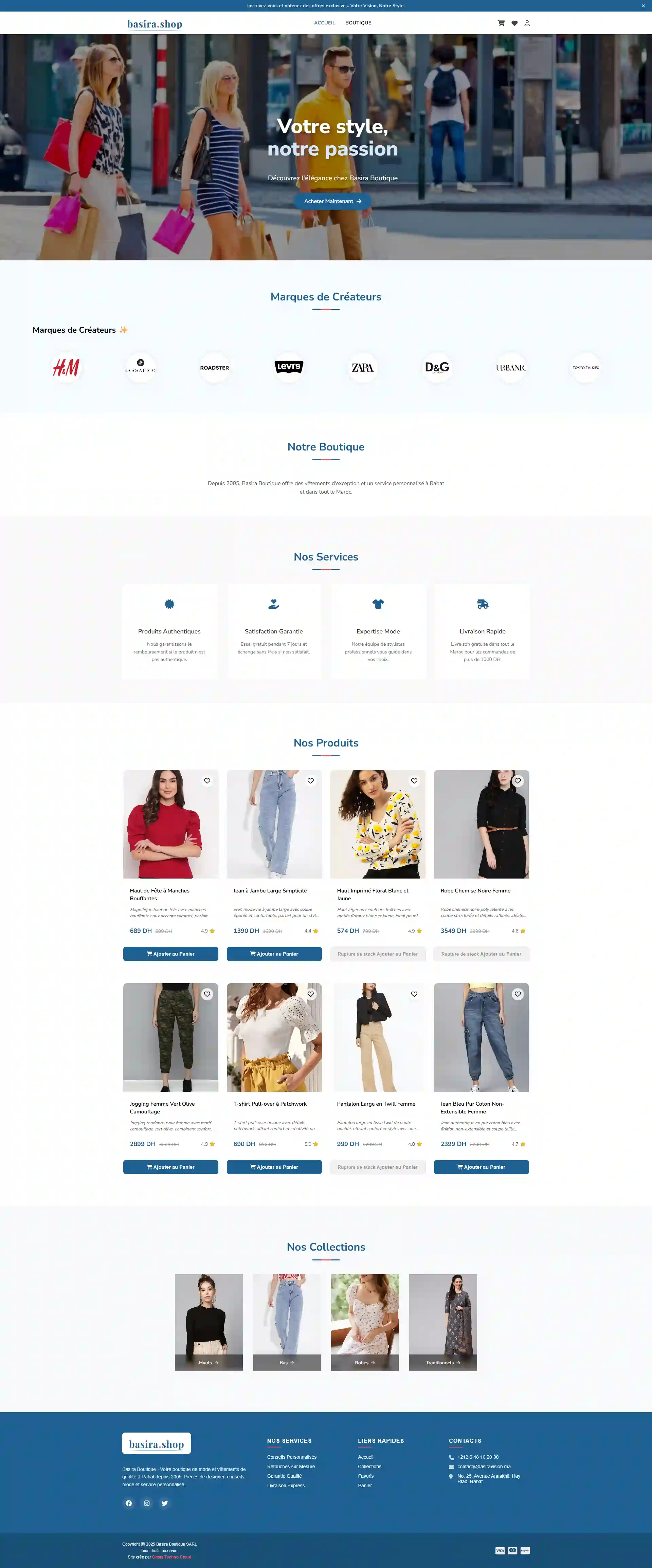 Basira Boutique website screenshot
